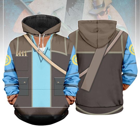 BLU Sniper TF2 Costume Hoodie, Team Fortress 2 Cosplay Hoodie For Fans, Video Gamer Outfit, Halloween Cosplay Hoodie, TF2 Hoodie