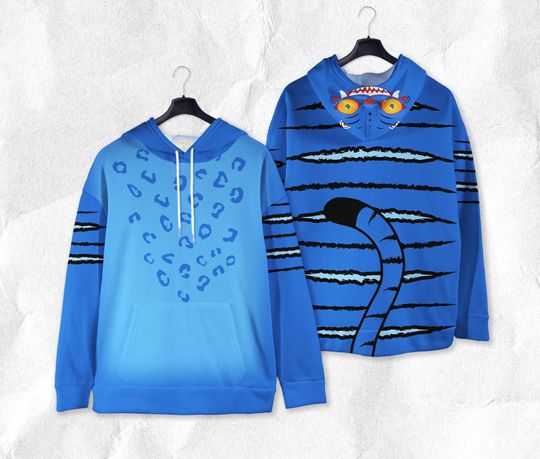 Derpy Tiger Hoodie Hoodie, Funny Tiger Costume Hoodie, Blue Tiger Hoodie, Cosplay Hoodie Outfit, Kpop Merch Hoodie