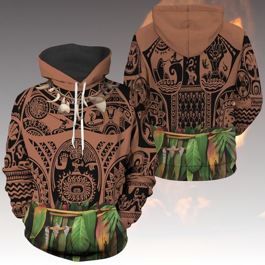 Discover Maui Moana Costume Hoodie, Disney Character Cosplay Hoodie Men, Disneyland Trip Halloween Hoodie For Him, Halloween Costume Hoodie