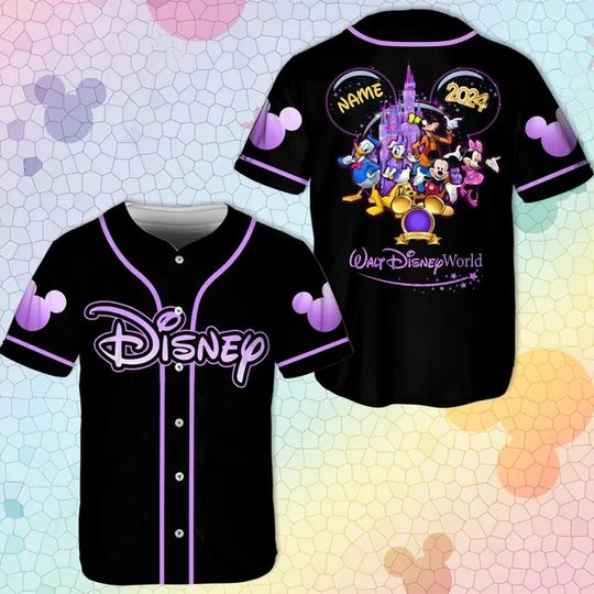 Discover 2025 New Disney 50th Anniversary Mickey Mouse Black Rainbow Unisex Cartoon Custom Baseball Jersey Personalized Shirt