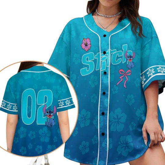 Discover Disney custom name Stitch jersey Disney stitched baseball jersey women's top Disney baseball uniform shirt birthday gift