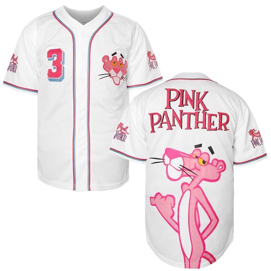 Discover Mens Cute Pink Baseball Jacket 90s Hip Hop Sewn Sports Fan Costume Party Pink Panther Kids Boys Girls Gift Uniform