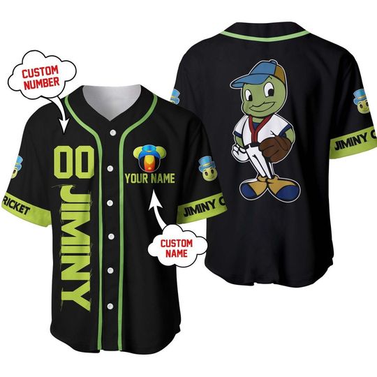 Discover Jiminy Cricket Baseball Jersey Men's and Women's Casual Sports Shirts Custom Name Disney Baseball Jersey Summer Short Sleeve