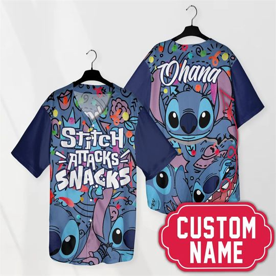 Discover Personalized sewing baseball jersey cute Disney Ohana sewing custom name Stitch jersey baseball birthday gift