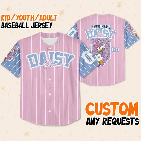 Personalized Daisy Duck 1934 Disney Game Day Children's Adult Toddler Baseball Jersey