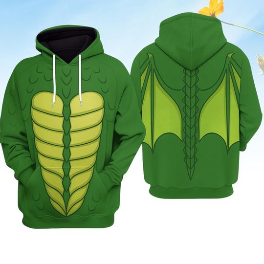 Green Dragon DnD Costume Hoodie, Fantasy Dragon Cosplay Hoodie, Medieval Hoodie For Men And Women, Halloween Costume Hoodie