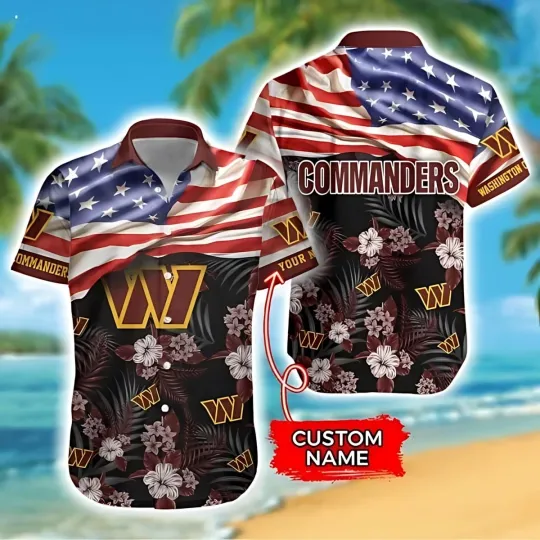 Discover Personalized Washington Commanders Patriotic Summer Aloha Unisex Hawaiian Shirt