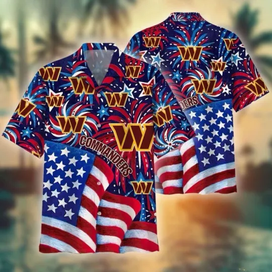 Discover Washington Commanders Patriotic Celebration Summer Aloha Unisex Hawaiian Shirt