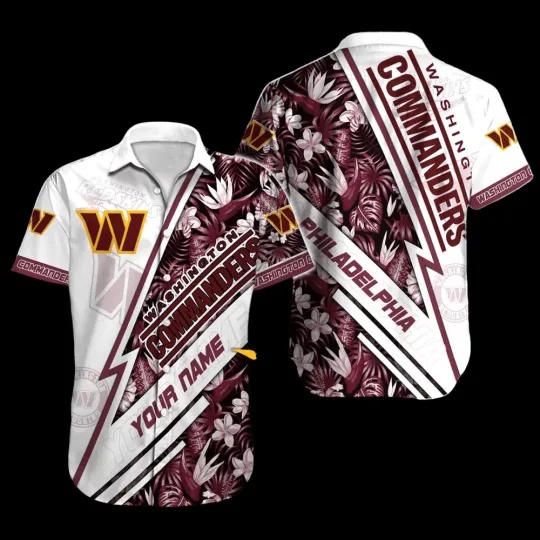 Discover Washington Commanders Striped Floral Summer Aloha Unisex Hawaiian Shirt