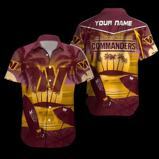 Discover Personalized Washington Commanders Sunset Summer Aloha Unisex Hawaiian Shirt