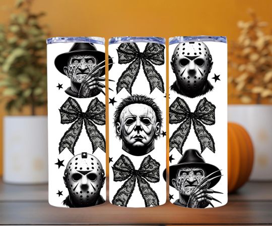 Horror Movie Villains Tumbler | 20oz Skinny Sublimation