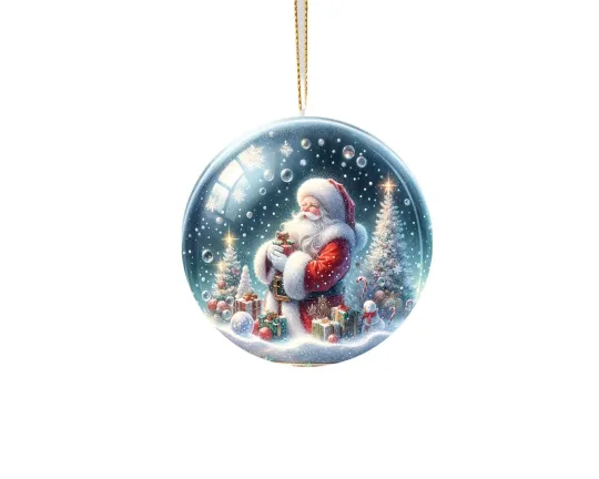 Discover Santa in Snow Globe Ceramic Ornament Christmas Tree Decoration