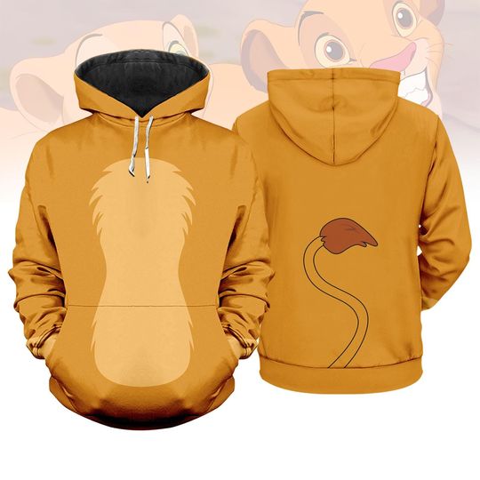 Simba Costume 3D Tshirt, The Lion King Simba Cosplay Hoodie, Cartoon Lion Halloween Costume Hoodie, Halloween Costume Cosplay Shirt