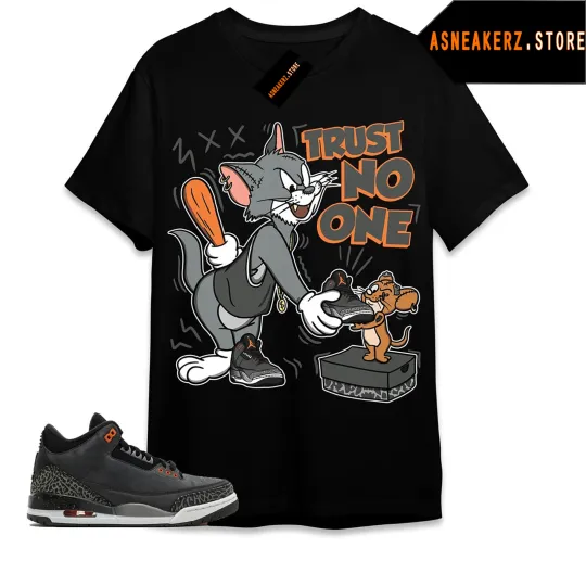 Discover AJ 3 Fear Pack Sneaker Matching T-Shirt with Cat and Mouse Design