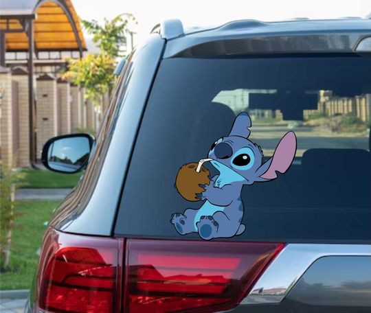 Discover Cute Stitch Drink Coconut from Lilo and Stitch Peeking Peek Peekabo Peekers Bumper Window Vinyl Decal Disney Movie Stickers