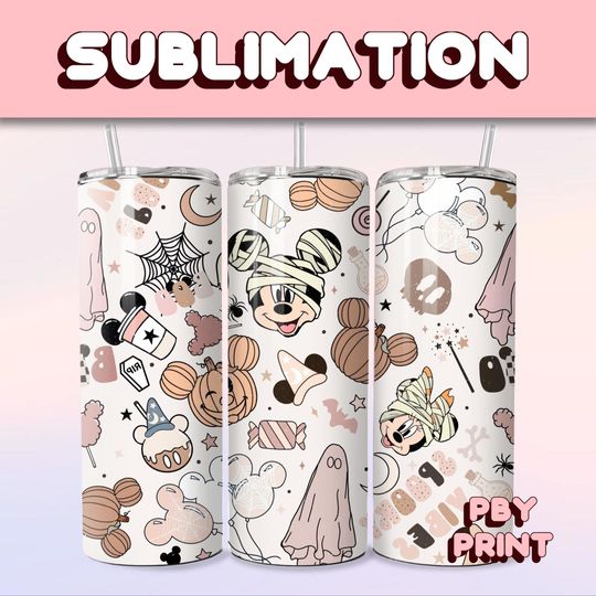 Discover Cute Spooky Mouse Vibe, Sublimation 20oz Tumbler Wrap, Summer, Movie, Rainbow, Christmas, Halloween, Cartoon Character, Libbey Design