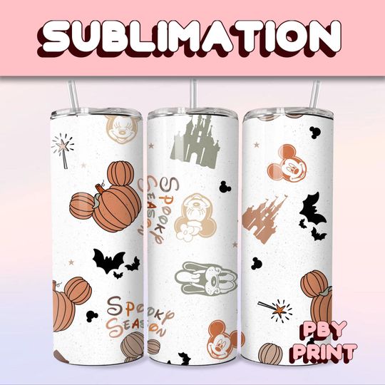 Spooky Season Mouse Vibe, Sublimation 20oz Tumbler Wrap, Summer, Movie, Rainbow, Christmas, Halloween, Cartoon, Characters, Libbey Design