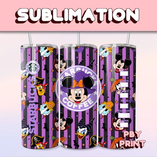 Discover Cute Spooky Mouse Coffee, Sublimation 20oz Tumbler Wrap, Summer, Movie, Rainbow, Christmas, Halloween, Cartoon, Characters, Libbey Design