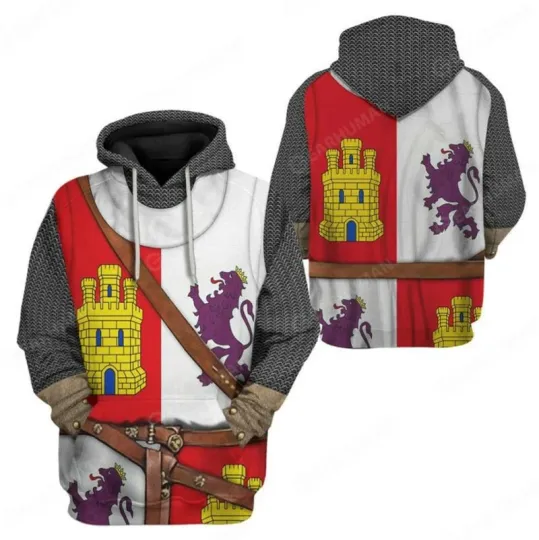 Knights Templar 3D Print Hoodie - Retro Pullover Casual Sweatshirt
