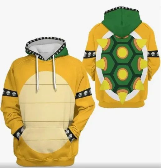 Bowser Cosplay Costume Hoodie  Adult M 3D Printed Hoodie inside Hood Is Black