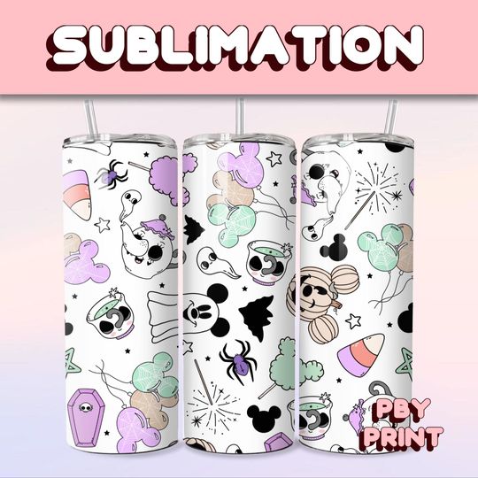 Discover Spooky Mouse Season Vibe, Sublimation 20oz Tumbler Wrap, Summer, Movie, Rainbow, Christmas, Halloween, Cartoon, Characters, Libbey Design
