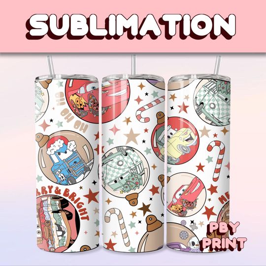 Discover Cute Cars Friends Holiday, Sublimation 20oz Tumbler Wrap, Summer, Movie, Rainbow, Christmas, Halloween, Cartoon, Characters, Libbey Design