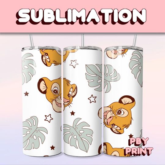 Discover Cute Floral Simba Coffee, Sublimation 20oz Tumbler Wrap, Summer, Movie, Rainbow, Christmas, Halloween, Cartoon, Characters, Libbey Design