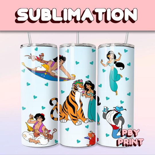 Discover Jazmine Princess & Friends, Sublimation 20oz Tumbler Wrap, Summer, Movie, Magical, Christmas, Halloween, Cartoon, Characters, Libbey Design