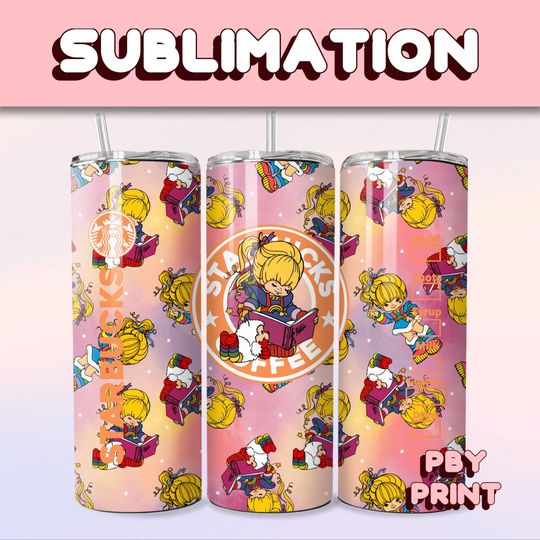 Little Princess & Coffee, Sublimation 20oz Tumbler Wrap, Summer, Movie, Rainbow, Christmas, Halloween, Cartoon, Characters, Libbey Design