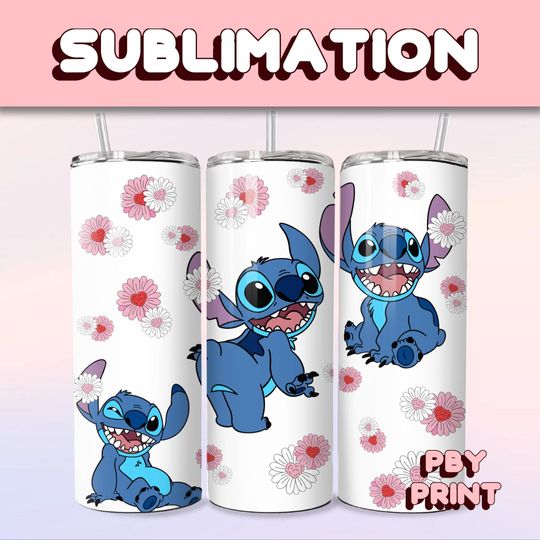 Discover Cute Spooky Blue Floral, Sublimation 20oz Tumbler Wrap, Summer, Movie, Magical, Christmas, Halloween, Cartoon, Characters, Libbey Design