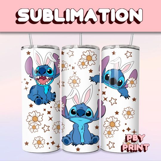 Discover Cute Spooky Blue Bunny, Sublimation 20oz Tumbler Wrap, Summer, Movie, Magical, Christmas, Halloween, Cartoon, Characters, Libbey Design