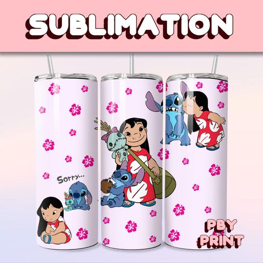 Discover Cute Blue Floral Friends, Sublimation 20oz Tumbler Wrap, Summer, Movie, Magical, Christmas, Halloween, Cartoon, Characters, Libbey Design