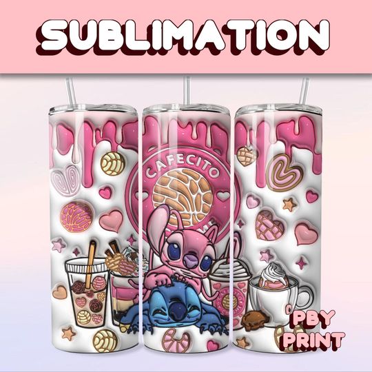 Discover Cute Blue Cafecito Y Chisme, Sublimation 20oz Tumbler Wrap, Summer, Movie, Magical, Christmas, Halloween, Cartoon, Characters, Libbey Design