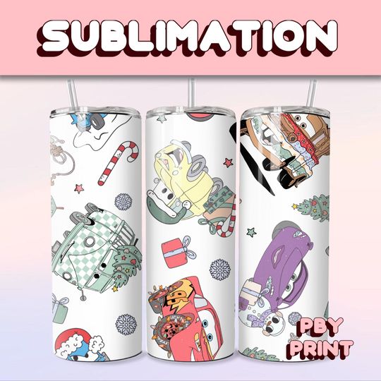 Discover Cute Cars & Friends Holiday, Sublimation 20oz Tumbler Wrap, Summer, Movie, Rainbow, Christmas, Halloween, Cartoon, Characters, Libbey Design