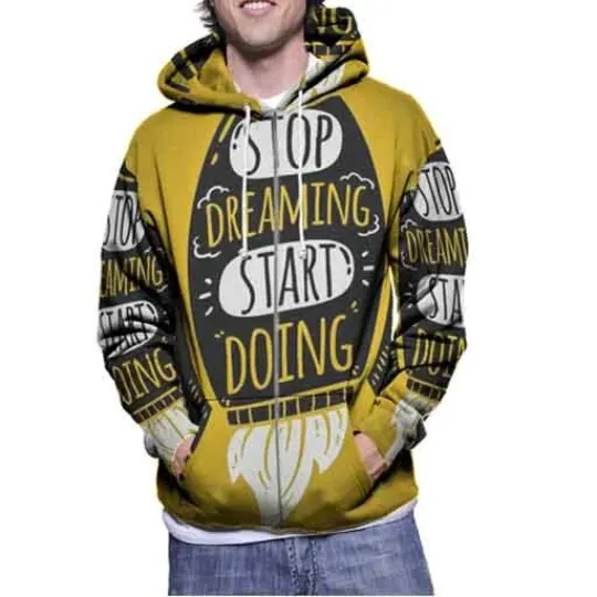 Discover Men's 3D Zip Hoodie - Stop Dreaming Start Doing Zipper Hoodie