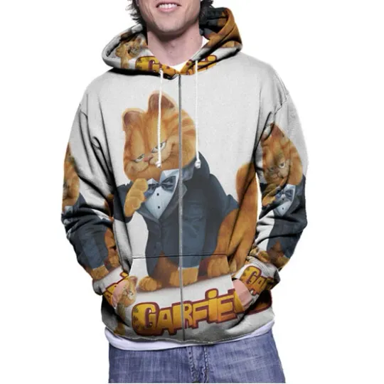 Discover Garfield Cat Hoodie 3D Zip Fullprint Polyester Hoodie for Men and Women