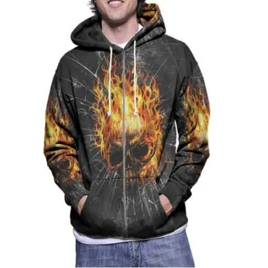 Discover Men's 3D Zip Hoodie with Horror Design