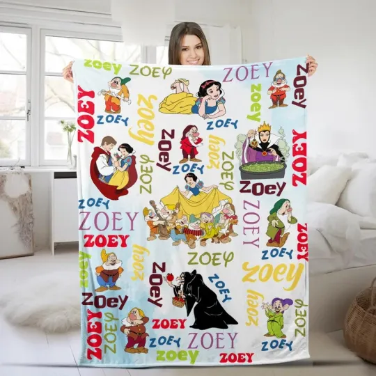 Discover Disney Snow White & The Seven Dwarfs Characters Pattern Customize Fleece Blanket