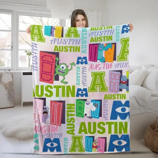 Discover Disney Monsters Inc Opening Doors Disneyland Customize Fleece Blanket