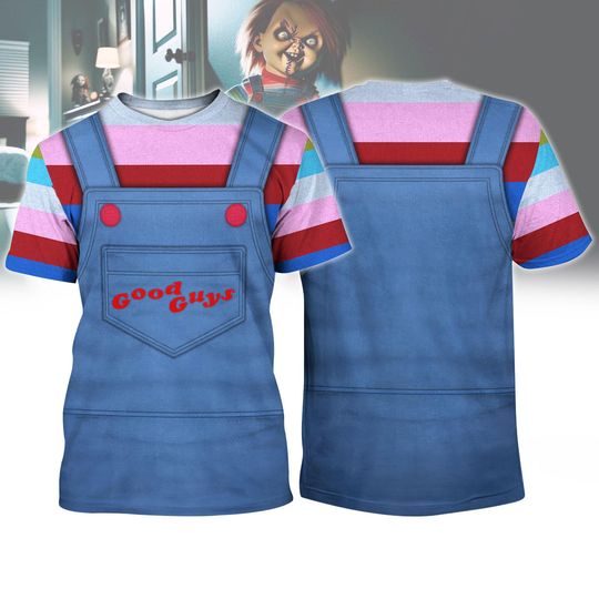 Chucky Costume 3D T-Shirt, Child's Play Horror Shirt, Halloween Killer Doll Shirt, Scary Movie Cosplay Shirt, Halloween Gift