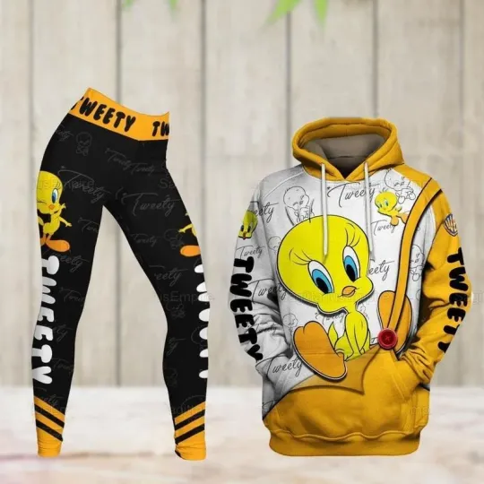 Discover Tweety Bird Hoodie & Leggings Set - Cartoon-Inspired Outfit for Women