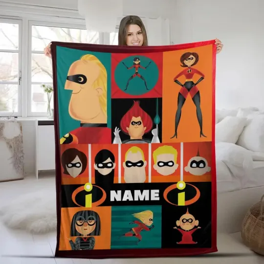 Disney Incredibles Mr Incredible & Elastigirl Magical Customize Fleece Blanket