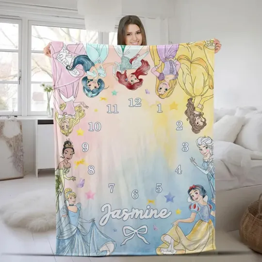 Discover Disney Princess Milestone Magic Kingdom Pastel Customize Fleece Blanket
