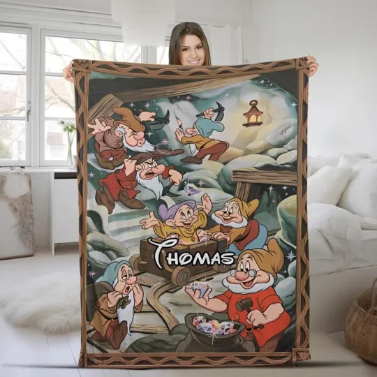 Discover Disney Snow White And Seven Dwarfs Mining Activity Customize Fleece Blanket