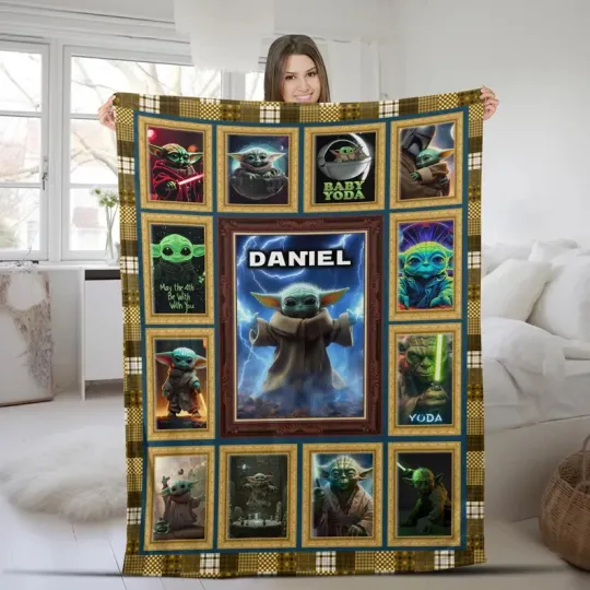Discover Disney Star Wars Baby Yoda Grogu Multiple Graphics Customize Fleece Blanket