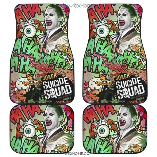 Suicide Squad Joker Car Floor Mats - Movie Villains Theme Auto Decor