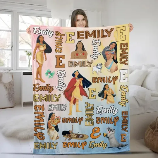 Discover Disney Princess Pocahontas Captain John Smith Customize Fleece Blanket