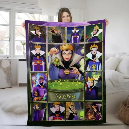 Discover Disney Snow White And 7 Dwarfs Evil Queen Villains Customize Fleece Blanket