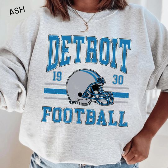 Discover Vintage Detroit Football Sweatshirt For Man Woman And Kids, Unisex Sports Gear, Football Game Day Shirt, Detroit Fan Tee, Vintage Lion Tee
