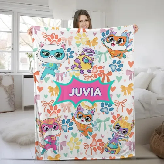Discover Disney Superkitties Bitsy Ginny Sparks Buddy Cute Paw Customize Fleece Blanket